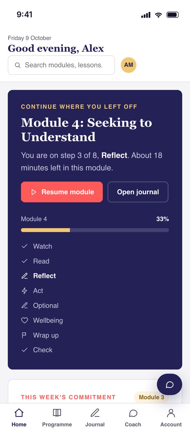 A coaching programme app